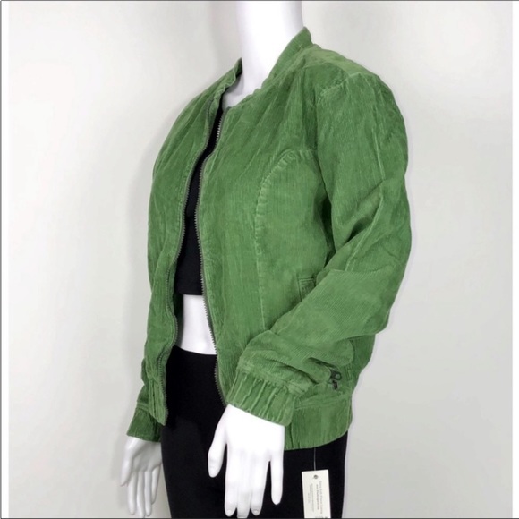 4 Funky Flavours Green 100% Cotton Corduroy ZIP Up Jacket with Side Pockets SzS - Picture 2 of 16